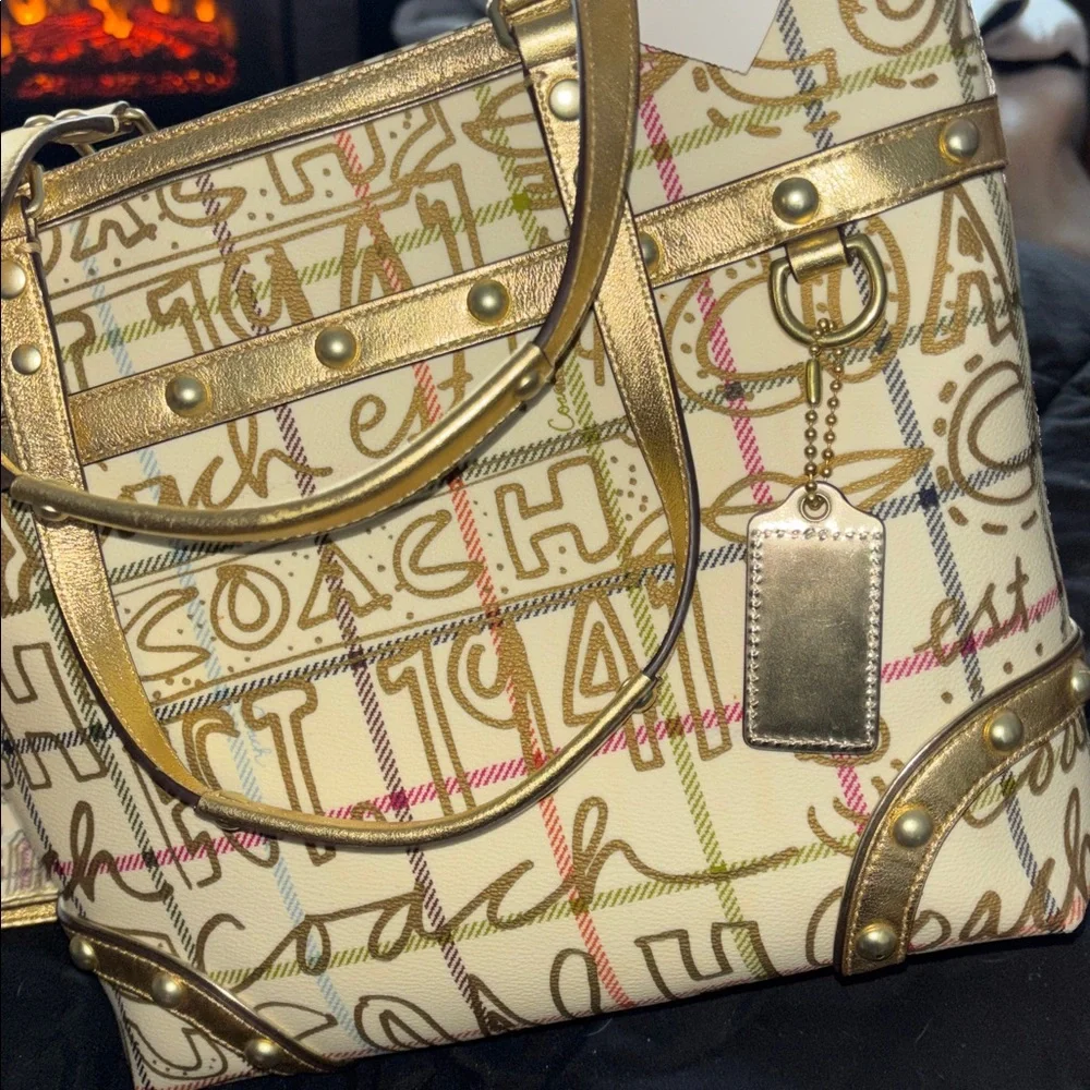 Coach 🆕 2009 Coach Heritage Tattersall Graffiti Tote  NWT Y2K limited